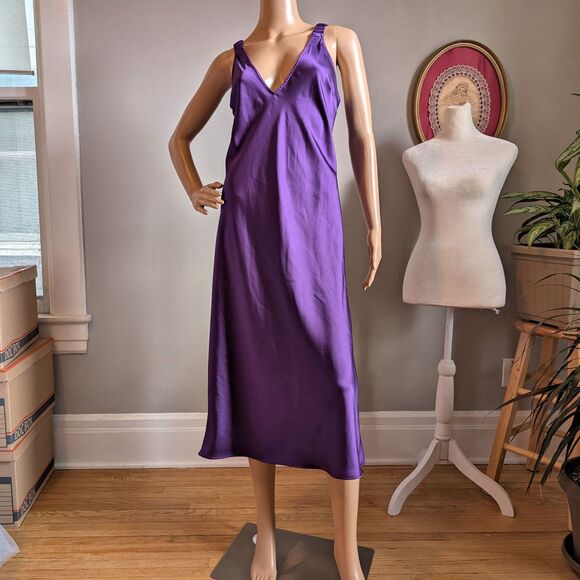 Target Future Collective Alani Noelle Satin Midi Slip Dress Purple Low Back - Picture 11 of 12